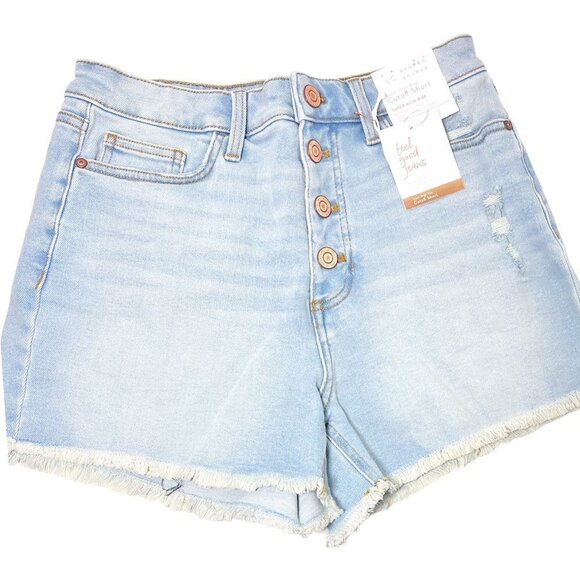 LC Lauren Conrad Womens High Rise Button Fly Cut Off Jean Shorts Sz 8 New - Picture 5 of 10